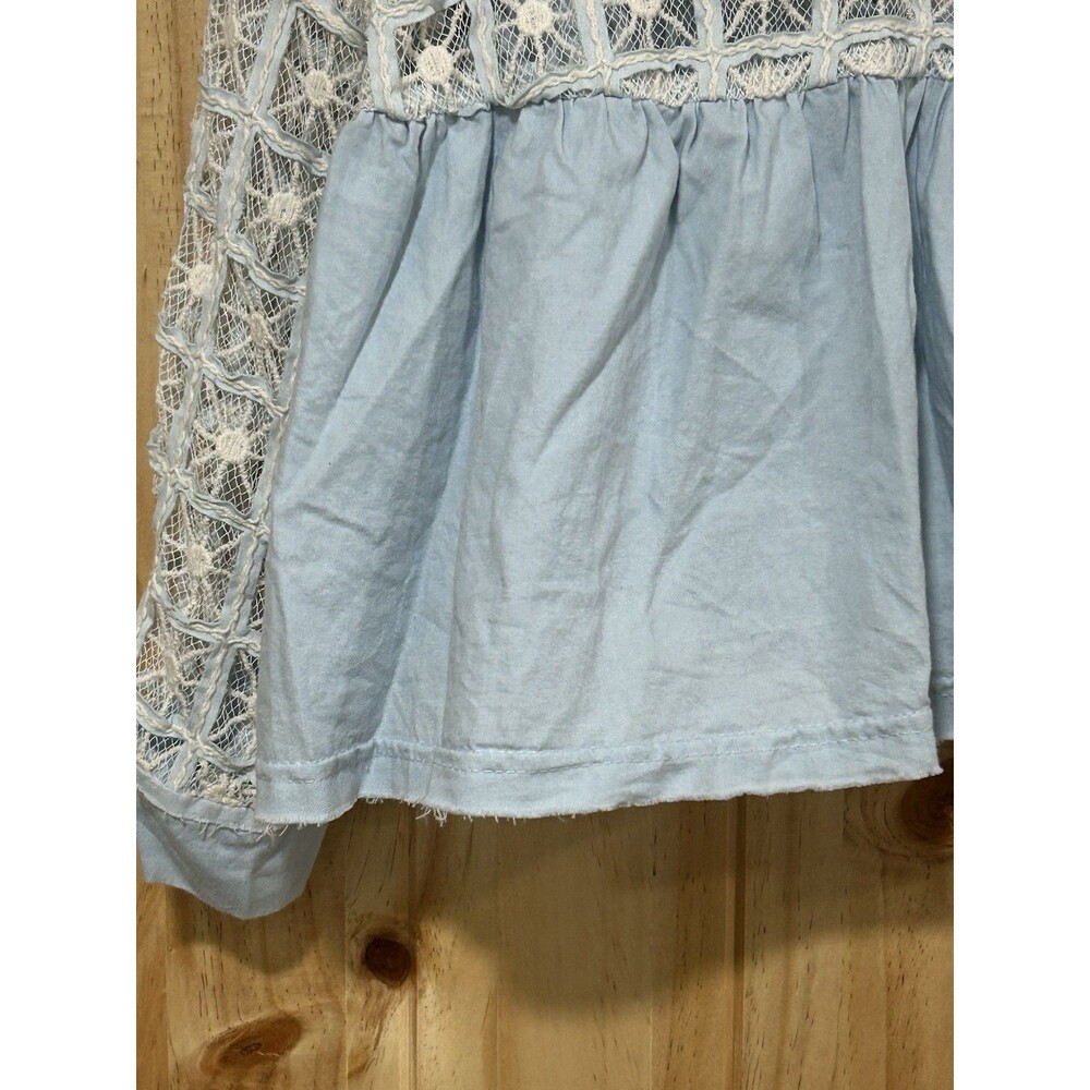 POL Women’s Button Up Top Lace Blue Bottom Pockets NWT Size Small Boho Country - Picture 4 of 9